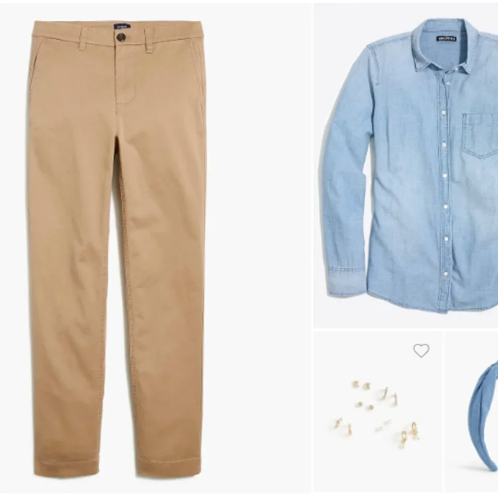 J. Crew High Rise Girlfriend Chino Pant in Camel (Dark Khaki Tan) Women's 10 - Picture 4 of 9